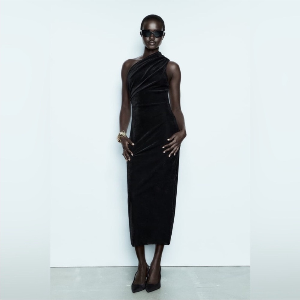 NWT Zara Asymmetrical Velvet Dress